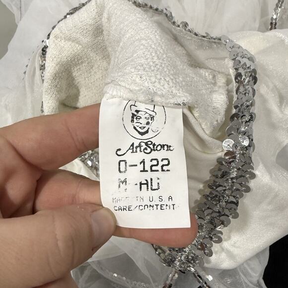 Vintage 1980’s Art Stone White Sequin Ballet Costume Leotard Dress Adult Medium - Picture 9 of 10